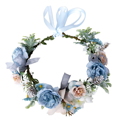 Xiaery Diadema Con Forma De Corona De Flores Azules