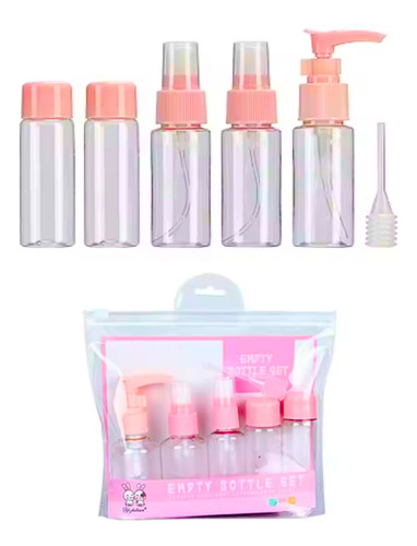 Neceser Kit 5 Frascos Envases Viajes Dosificador Recargable