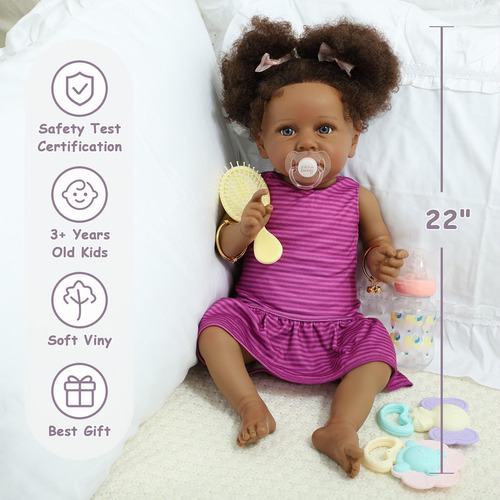 Muñecas Bebé Reborn Negro Niña 22 Pulgadas Americanos 72btp
