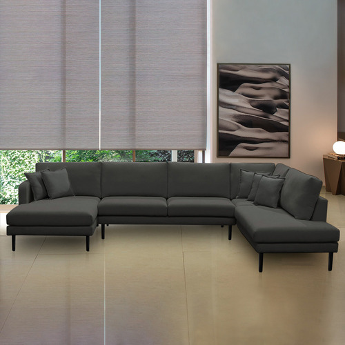 Sofá Decorativo Osaka 370cm Modulado Linho Grafite