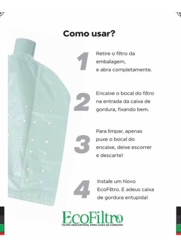 Filtro Ecológico Descartável Para Caixa De Gordura 10 Unid