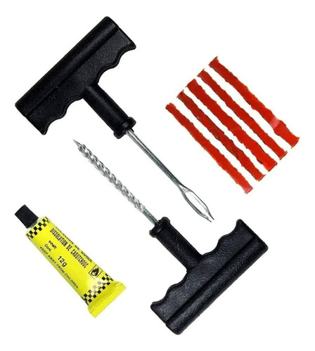 Kit Remendo Metal Reparo Macarrão Pneu Carro + 10 Macarrão