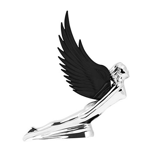 Ornamento De Capó Cromado Diosa Voladora Negro De 8 X ...