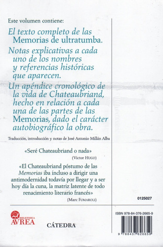 Memorias De Ultratumba - Chateaubriand - Cátedra