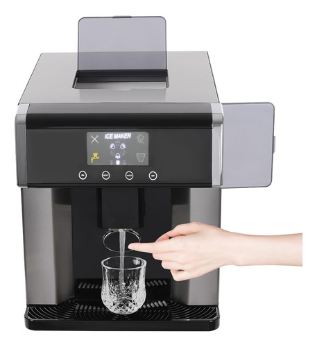 Máquina de hacer hielo para el hogar, dispensador de agua 2 en 1, pantalla táctil LCD, encimera para hacer hielo