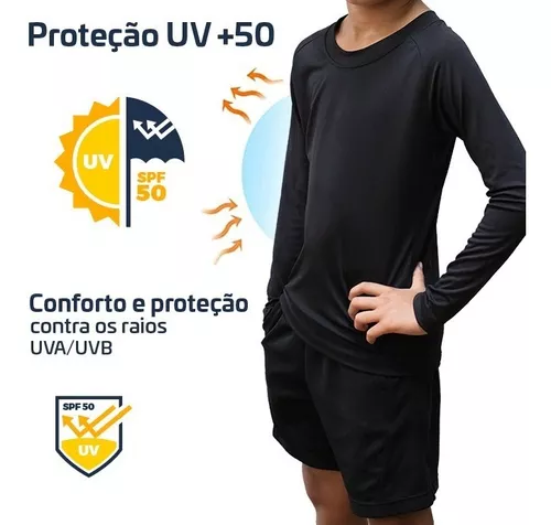 Kit 3 Camisetas Manga Longa Infantil Térmica Uv 50+ Proteção