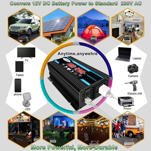 Inversor Digital Inteligente Para Coche De 12 V A 110 V/220