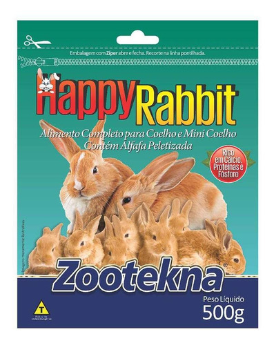 Ração Zootekna Happy Rabbit Para Coelhos E Mini Coelhos - 50