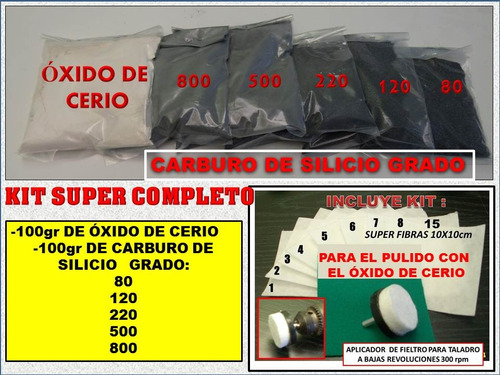 Abrasivos En Polvo Oxido De Cerio 100gr Kit Pulir Parabrisas