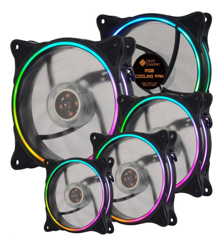 Kit X5 Fan Cooler Ventilador Gamer P/ Gabinete 12cm Luz Rgb