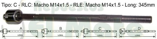 Salida Cremallera Vw Polo Caddy ../00 Golf 345mm C  Thompson