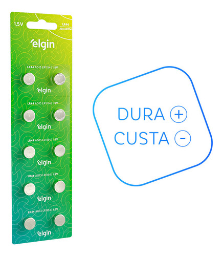 150 Baterias Elgin Lr44 A76 Ag13 Pilha Moeda 1,5v 15 Cartela