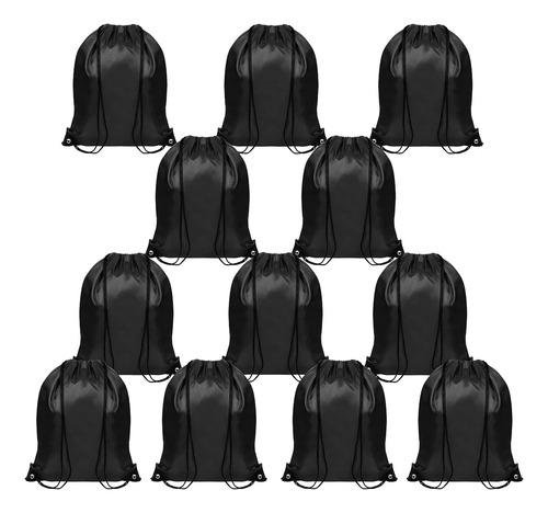 16pzs Morral Bolsas Lona Cuellera Viaje Bolsas Con Cordón Negro