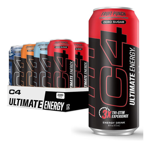 C4 Ultimate - Bebida Energética Sin Azúcar, 16 Onzas (paquet