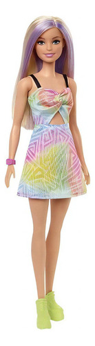 Barbie Fashionistas 190 Loira Mechas Roxa Vestido - Mattel