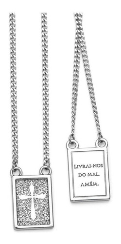 Corrente Cordão Escapulário Aço Inox Ogrife J-449 Cor Cinza Claro