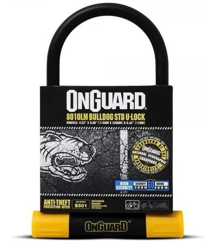 Candado Onguard U-lock Bulldog 8010 Std 5llaves 115mmx230mm