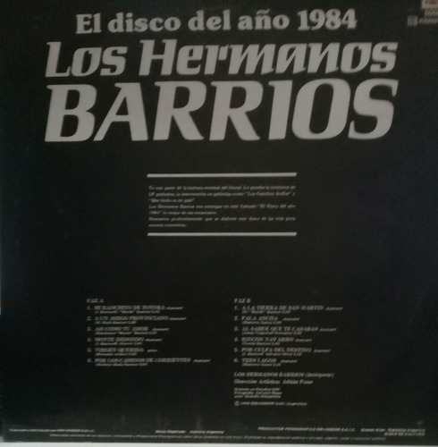 Lp Los Hermanos Barrios(el Disco Del Año 1984)de Difusion