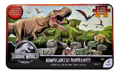 Jurassic World Rompecabezas Panoramico 78x38 Cm 3en1 Novelty