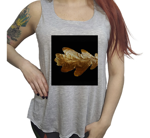 Musculosa Dama Oro Hoja De Arbol Dorada Leaf Moderno