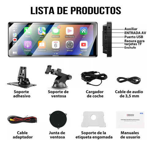 Reproductor Multimedia Inalámbrico Hysmart Car Play Car De 10 Pulgadas + Cámara De Marcha Atrás