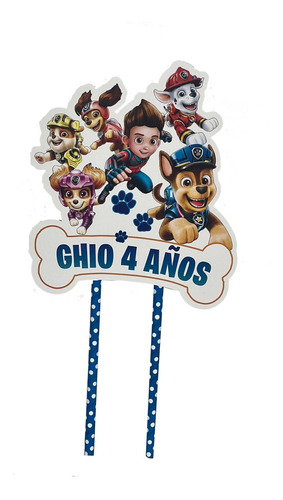 Topper Adorno Torta Personalizado Paw Patrol Superpelícula