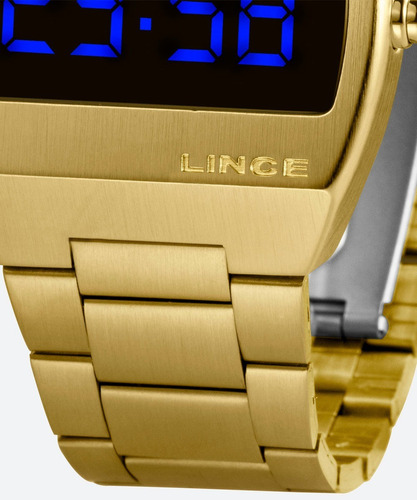 Relogio Lince Mdg4621l Dxkx Digital Dourado Led Azul