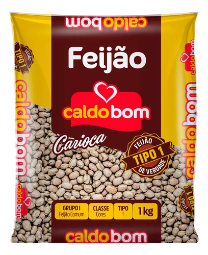 Feijão carioca cores Caldo Bom Ouro em pacote sem glúten 1 kg