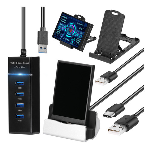 Monitor Usb.. 5 Ips, Tela De Cpu, Gpu, Ram, Hdd, Versão Hori