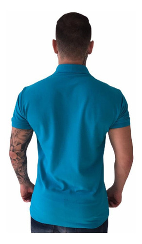 Imagem 2 de 2 de Camisa Polo Piquet Lobo Masculina Pm001 Turquesa