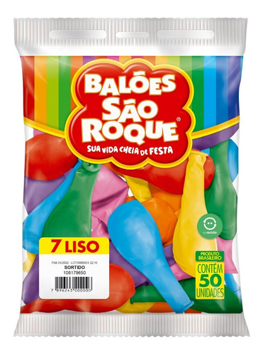 Balões São Roque Nº7 5 Pacotes C/50un Festa Bexiga Kit