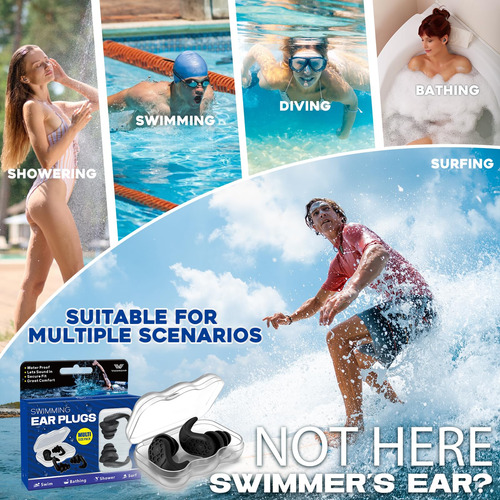 Tapones Para Oídos De Natación 2 Pares Impermeables Silicona