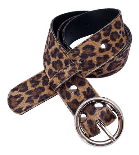 Cinto Animal Print Fivela Redonda Removível + 3 Tira Extra Tamanho P