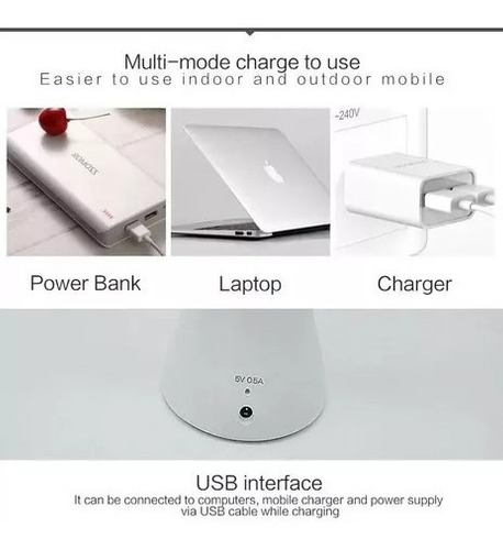 Pack X2 Lampara Led Touch Escritorio Velador Usb Recargable