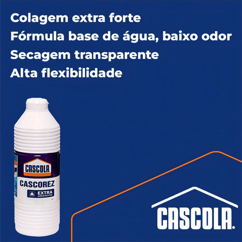Pegamento líquido Cascola Cascola Cascola Cascorez Extra es un pegamento con alta fuerza de adhesión y fácil de aplicar. - Blanco