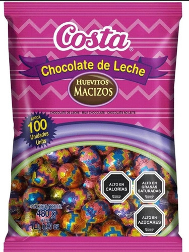 Huevitos De Chocolate Macizos Costa Bolsa 100 Unidades