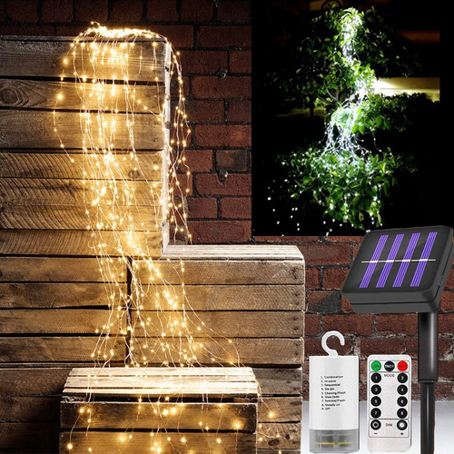 Led Luz Solar Alambre De Cobre Cascada Vid 100led