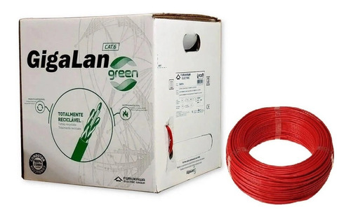 Caixa De Cabo Green Furukawa Cat6 Gigalan 305m Vermelho Lszh