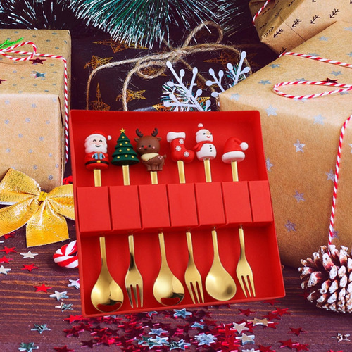 Juego De Cubiertos Navideños De 6 Piezas, Vajilla, Estilo E