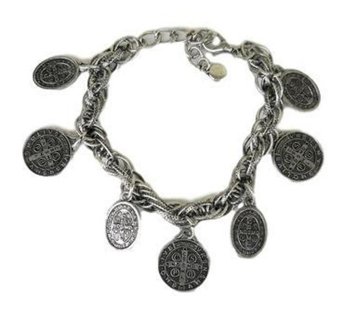 Pulsera San Benito Abad Con Dijes + Llavero Cruz Calidad