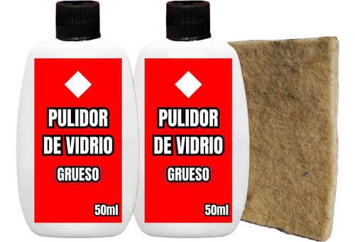 Pasta Pulir Vidrio Oxido Cerio 100cc Grueso + Fieltro Manual