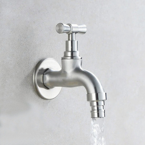 Torneira Jardim Inox 304 Não Enferruja Quintal Raro Metais Acabamento Escovado Cor Prateado