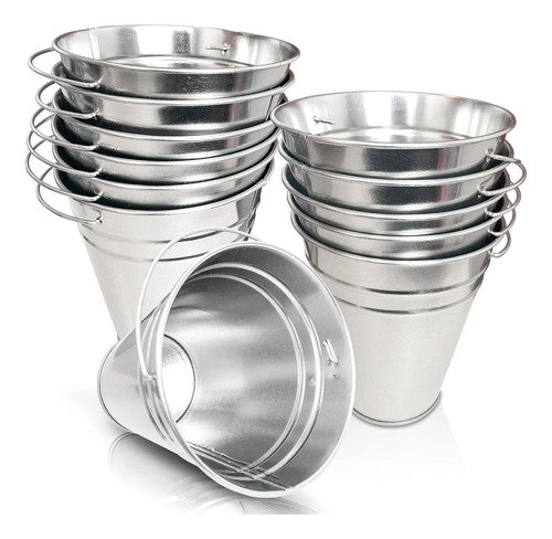 Cubos Grandes De Metal Galvanizado Con Asas, 4.5 Pulgadas De