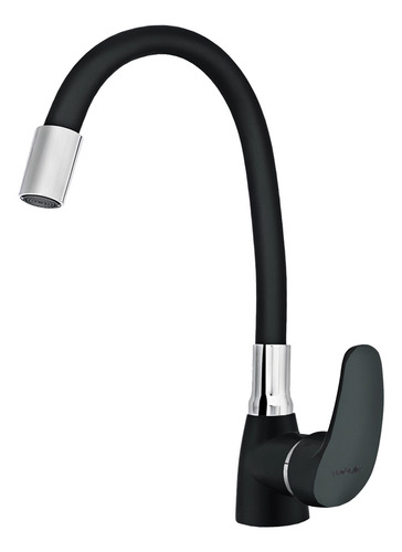 Torneira Para Cozinha Flexível Monocomando Quente E Frio Preto Fosco FC-104 Via Flix