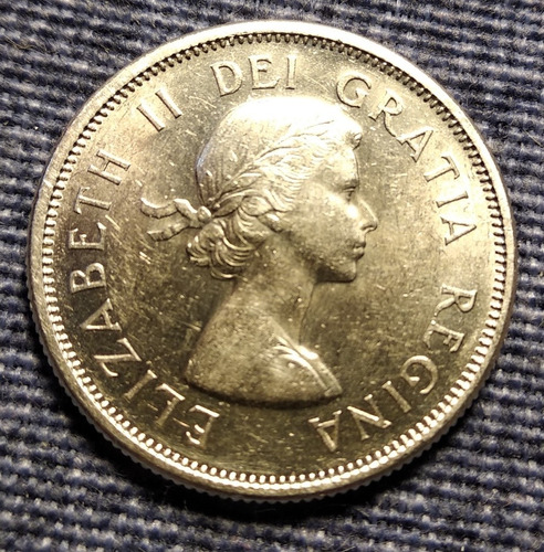 Moneda De Plata Extranjera, 25 Cents 1957. Canadá.