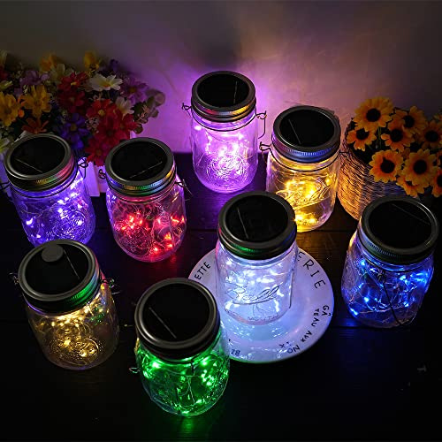 Paquete De 8 Luces Tipo Tarro De Cristal Miaro, 20 Led Solar