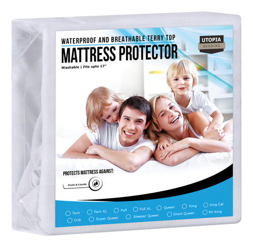 Protector De Colchon Impermeable Blanco Microfibra King Size