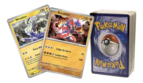 Kit Pokémon Lendário Koraidon Miraidon Com Lote 50 Cartinhas