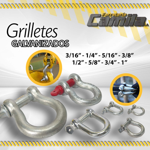 Grillete 3/16 - 1/4 - 5/16 - 3/8 - 1/2 - 5/8 - 3/4 - 1