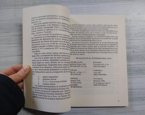 Niños Desaparecidos En La Argentina Desde 1976 Libro Usado
